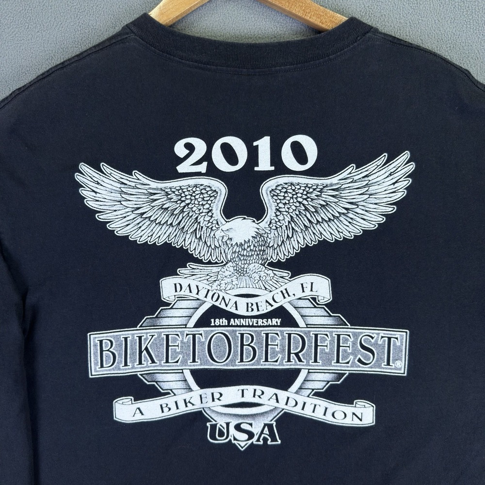 Biketoberfest Shirt‎ XL Black 2010 Daytona Beach Faded Sleeve Logo ProWeight - Picture 4 of 7